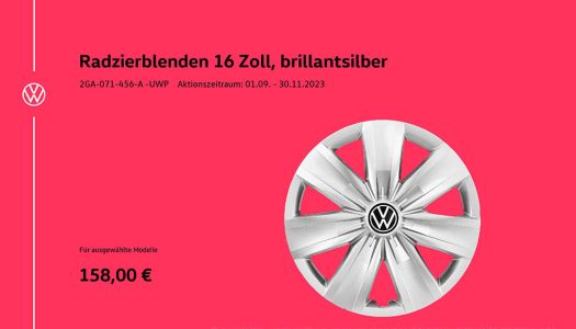 107 Radzierblenden VW Volkswagen 16 Zoll Brilliantsilber