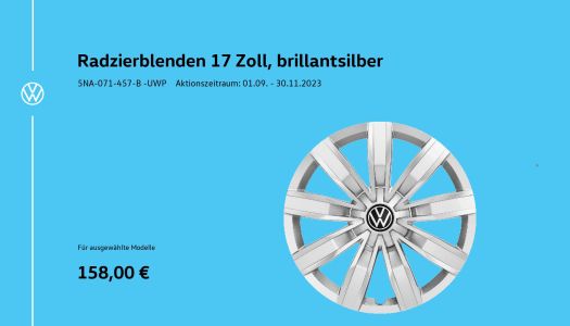 230 VW Radzierblenden 17 Zoll Brilliantsilber Autohaus Mura