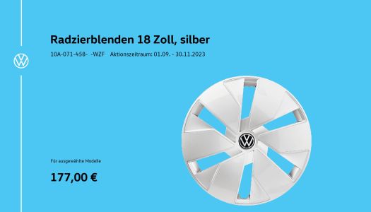29 VW Radzierblenden Volkswagen Silber 18 Zoll Autohaus Mura
