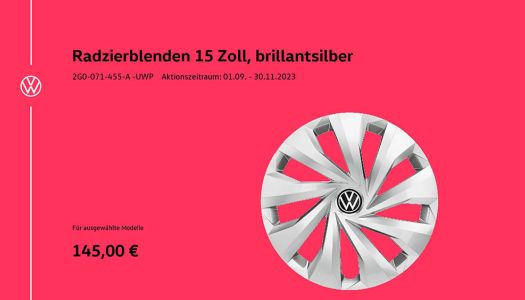 Radzierblenden Volkswagen 15 Zoll Brilliantsilber Mura